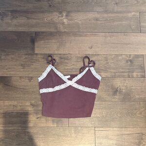 Garage Burgundy Lace Trim Cami Top